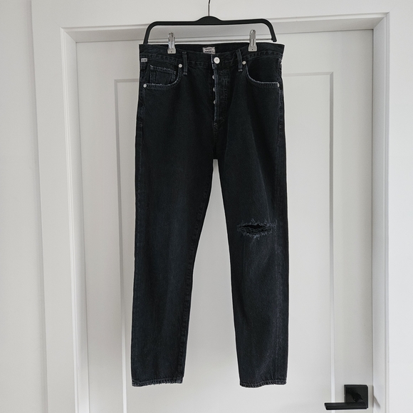 Citizens Of Humanity Pants - Citizens Of Humanity Liya Distressed Black Straight Leg Pants Size 28
